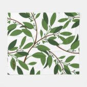 Eigen naam Olive Branch Pattern White Green Leaf Fleece Deken (Voorkant (Horizontaal))