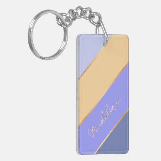 Eigen naam op Blue Violet Lavender Sunny Yellow Sleutelhanger (Voorkant Links)