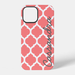 Eigen naam op roze Marokkaanse Trellis iPhone 12 Hoesje