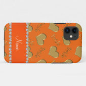 Eigen naam oranje gouden bruideharten Case-Mate iPhone case (Achterkant (horizontaal))