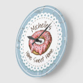 Eigen NAAM Oude donut Sweet Home Fashioned Grote Klok (Hoek)