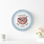 Eigen NAAM Oude donut Sweet Home Fashioned Grote Klok (Huis)