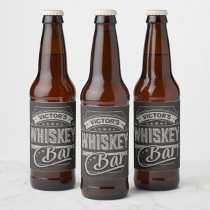 Eigen naam Oude luxe quorelabel Whiskey Bar Bier Etiket