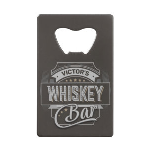 Eigen naam Oude luxe quorelabel Whiskey Bar Creditkaart Flessenopener