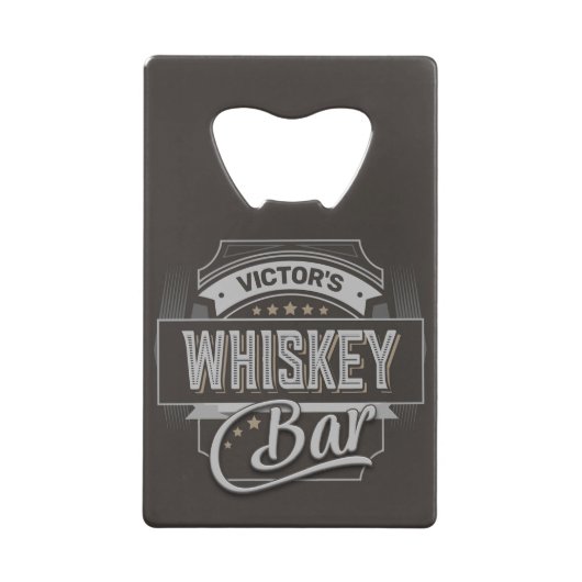 Eigen naam Oude luxe quorelabel Whiskey Bar Creditkaart Flessenopener (Voorkant)