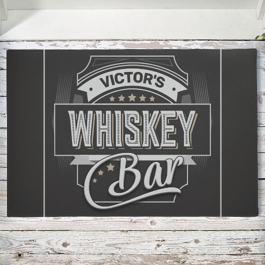 Eigen naam Oude luxe quorelabel Whiskey Bar Deurmat