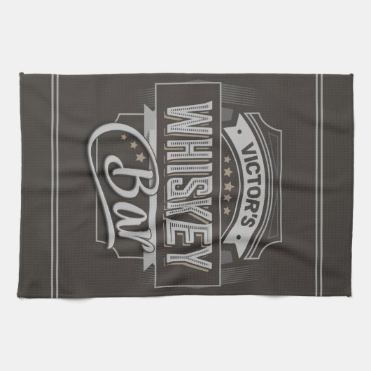 Eigen naam Oude luxe quorelabel Whiskey Bar Theedoek (Horizontaal)