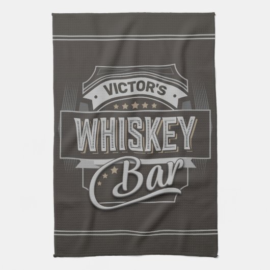 Eigen naam Oude luxe quorelabel Whiskey Bar Theedoek (Verticaal)