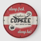 Eigen NAAM Oude Retro 50 Koffiewinkel Winkelcontai Grote Klok (Voorkant)