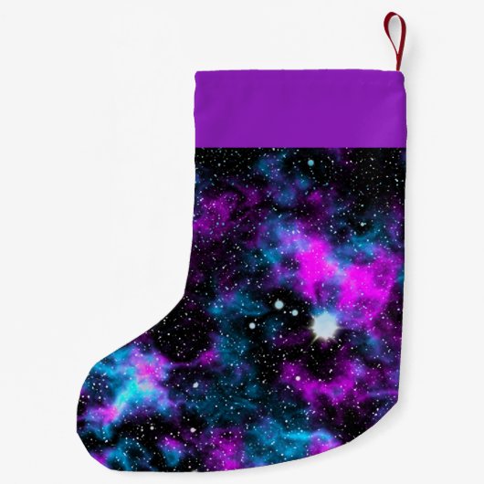 Eigen naam Paars en Blauwe Melkweg Cosmic Kleine Kerstsok (Achterkant)