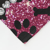 Eigen naam paars glitter botten fleece deken (Hoek)