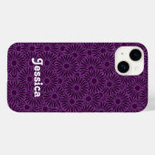 Eigen naam paarse bloemen op zwart Case-Mate iPhone case (Achterkant (horizontaal))