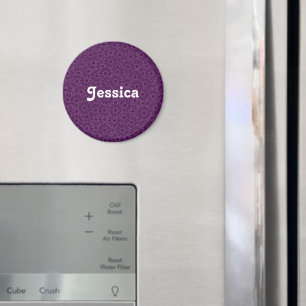 Eigen naam paarse bloemen op zwart magneet