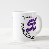 Eigen naam Paarse Glitter 55-jarige verjaardag Grote Koffiekop (Voorkant rechts)