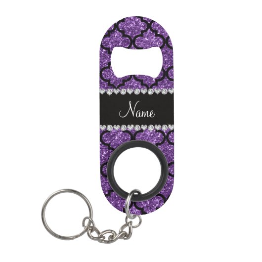 Eigen naam paarse glitter moroccan mini flessenopener (Voorkant)