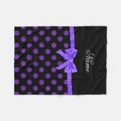 Eigen naam paarse glitter polka stik fleece deken (Voorkant (Horizontaal))