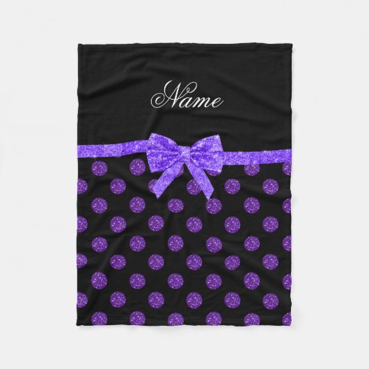Eigen naam paarse glitter polka stik fleece deken (Voorkant)