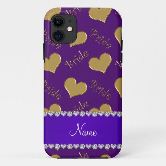 Eigen naam paarse gouden harten Case-Mate iPhone case (Achterkant)