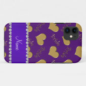 Eigen naam paarse gouden harten Case-Mate iPhone case (Achterkant (horizontaal))