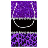 Eigen naam paarse leopard indigo paarse glitter klein cadeauzakje (Achterkant)
