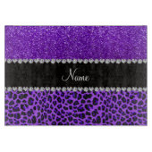 Eigen naam paarse leopard indigo paarse glitter snijplank (Voorkant)