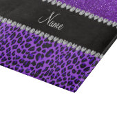 Eigen naam paarse leopard indigo paarse glitter snijplank (Hoek)