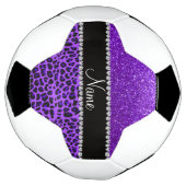 Eigen naam paarse leopard indigo paarse glitter voetbal (Gedraaid)