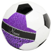 Eigen naam paarse leopard indigo paarse glitter voetbal (Drie kwart)
