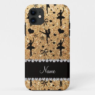 Eigen naam pastel gele glitter ballerinas iPhone 11 hoesje