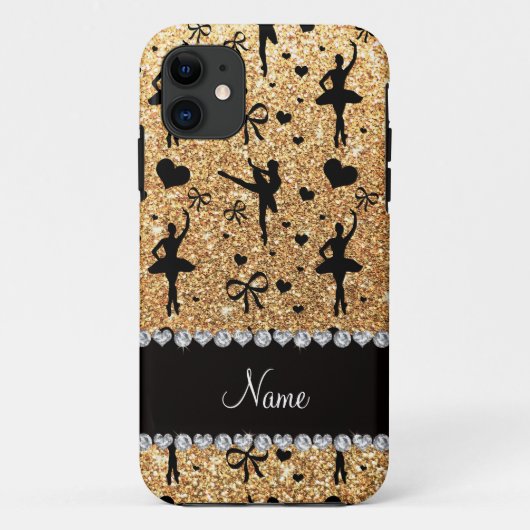 Eigen naam pastel gele glitter ballerinas Case-Mate iPhone case (Achterkant)