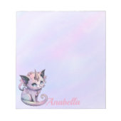 Eigen naam pastel Gothic Cat Unicorn Notitieblok (Voorkant)
