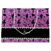 Eigen naam pastel paarse glitter ballerinas groot cadeauzakje (Voorkant)