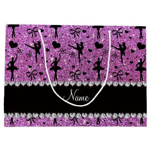 Eigen naam pastel paarse glitter ballerinas groot cadeauzakje (Achterkant)
