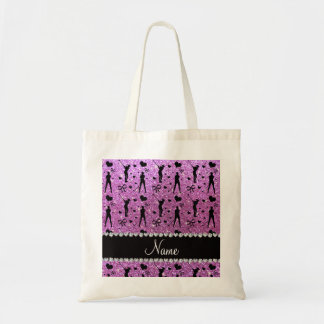 Eigen naam pastel paarse glitter golfbogen tote bag