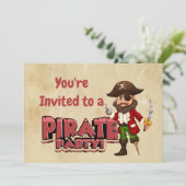 Eigen naam Pirate Birthday Party Invitation Kaart (Staand voorkant)