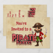 Eigen naam Pirate Birthday Party Invitation Kaart (Voorkant / Achterkant)