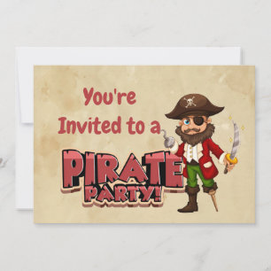 Eigen naam Pirate Birthday Party Invitation Kaart