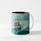 Eigen naam Pirate Ship Vibrant Stormy Ocean Mok (Voorkant rechts)