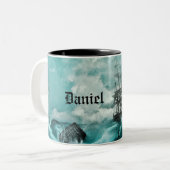 Eigen naam Pirate Ship Vibrant Stormy Ocean Mok (Voorkant links)