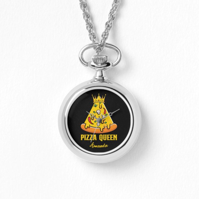 Eigen naam Pizza Queen Horloge (Voorkant)