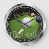 Eigen naam Pool Hall Billiard Game Room Snooker Grote Klok (Voorkant)