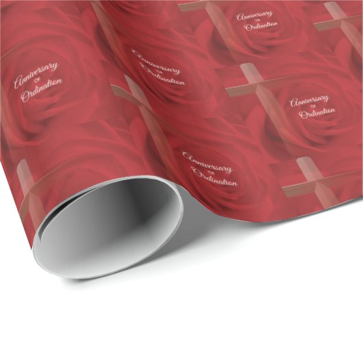 Eigen naam Priest Jubileum Ordination Red Rose Cadeaupapier (Rol Hoek)