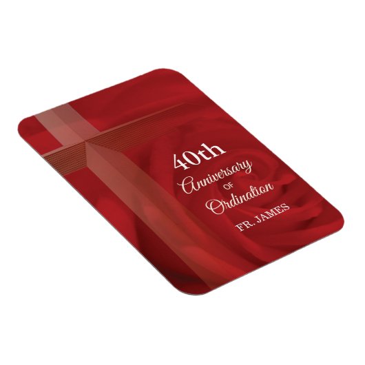 Eigen naam Priest Jubileum Ordination Red Rose Magneet (Rechterzijde)