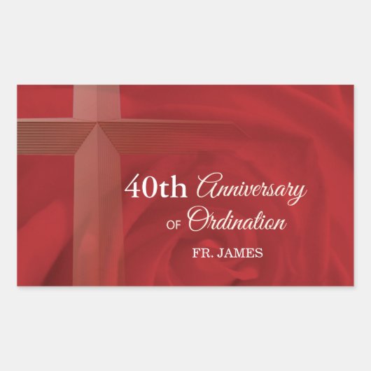 Eigen naam Priest Jubileum Ordination Red Rose Rechthoekige Sticker (Voorkant)