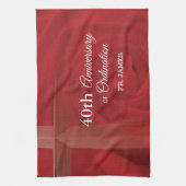 Eigen naam Priest Jubileum Ordination Red Rose Theedoek (Verticaal)