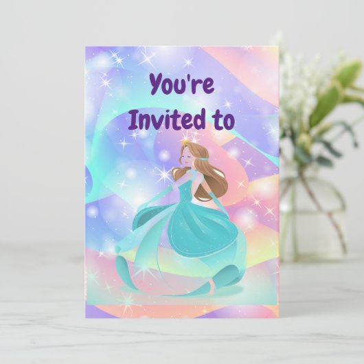 Eigen naam Princess Birthday Party Kaart (Staand voorkant)