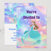 Eigen naam Princess Birthday Party Kaart (Voorkant / Achterkant)