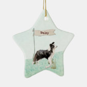 Eigen naam rand Collie Pet Dog Keramisch Ornament (Rechts)