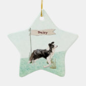 Eigen naam rand Collie Pet Dog Keramisch Ornament (Voorkant)