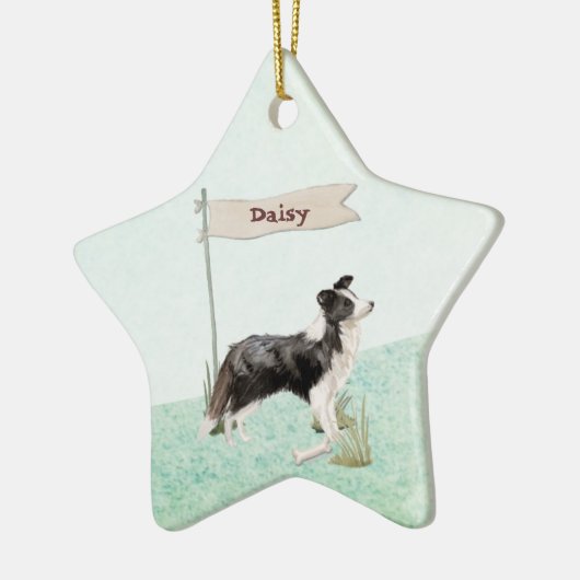 Eigen naam rand Collie Pet Dog Keramisch Ornament (Links)